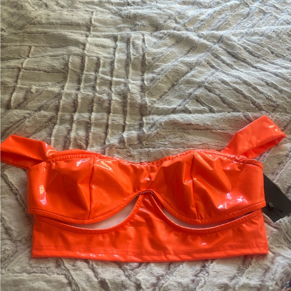 PU orange crop top